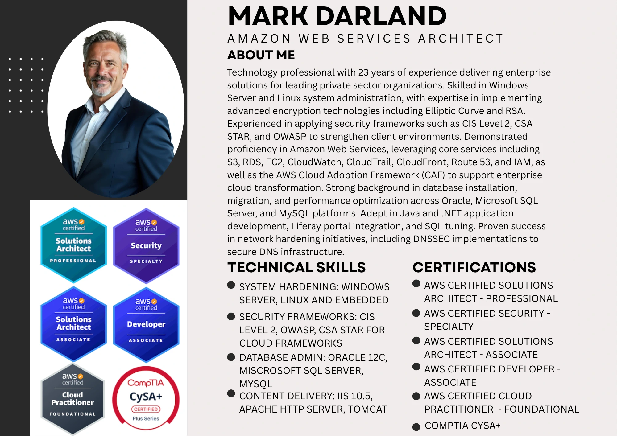 Mark Darland cryptography and data expert resume